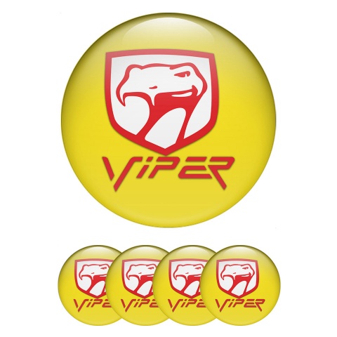 Dodge Viper Center Wheel Caps Stickers Yellow Print Venom Edition