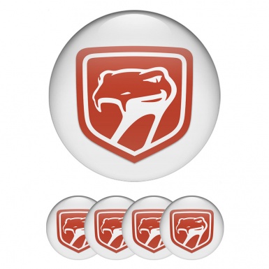Dodge Viper Domed Stickers for Wheel Center Caps White Base Red Snake