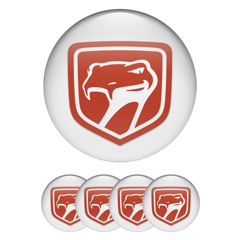 Dodge Viper Domed Stickers for Wheel Center Caps White Base Red Snake
