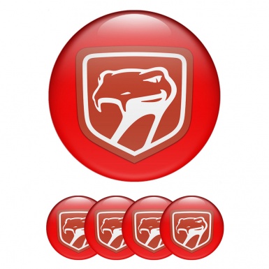 Dodge Viper Stickers for Center Wheel Caps Red Base Crimson Snake Design