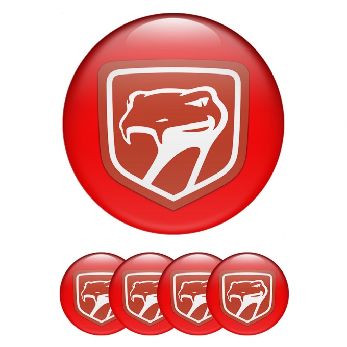 Dodge Viper Stickers for Center Wheel Caps Red Base Crimson Snake Design