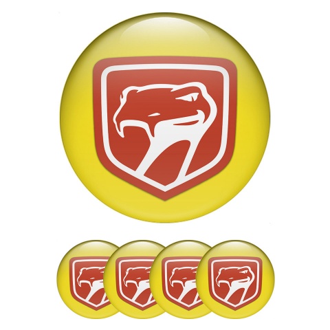 Dodge Viper Wheel Emblem for Center Caps Yellow Fill Crimson Snake Design