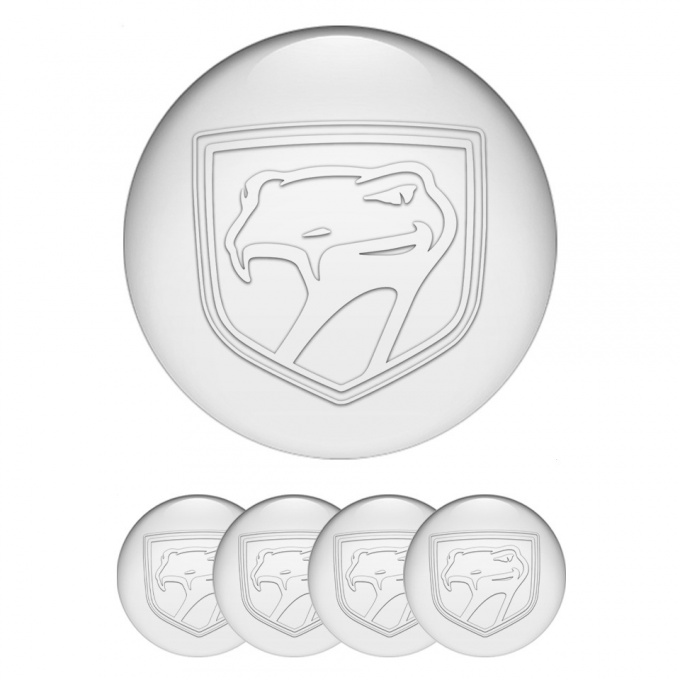 Dodge Viper Emblem for Center Wheel Caps Pearl Base White Reptile Logo