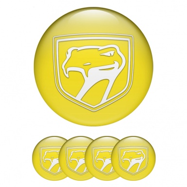 Dodge Viper Center Wheel Caps Stickers Yellow Fill White Reptile Logo