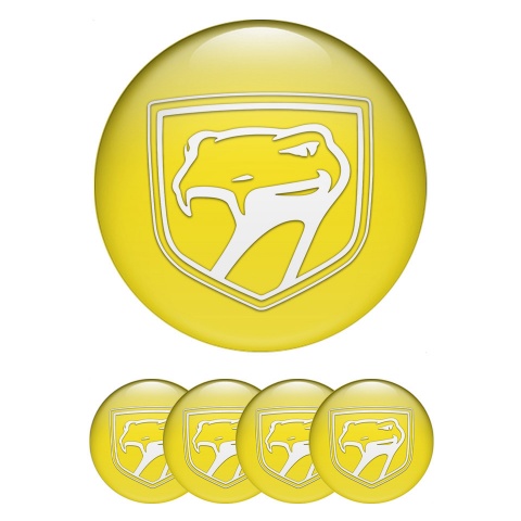 Dodge Viper Center Wheel Caps Stickers Yellow Fill White Reptile Logo