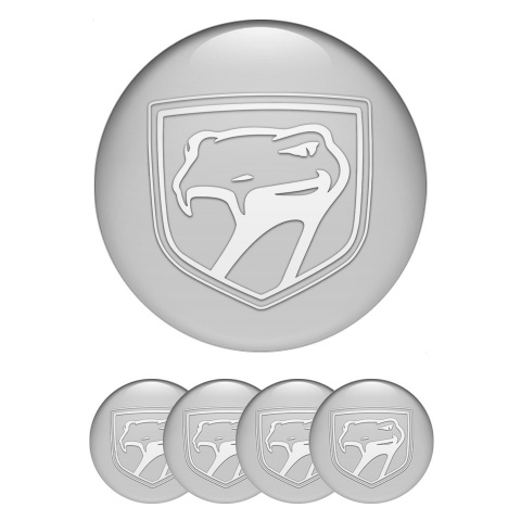 Dodge Viper Emblems for Center Wheel Caps Grey Fill White Reptile Logo