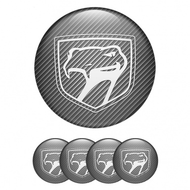 Dodge Viper Wheel Stickers for Center Caps Carbon Fiber White Reptile Logo
