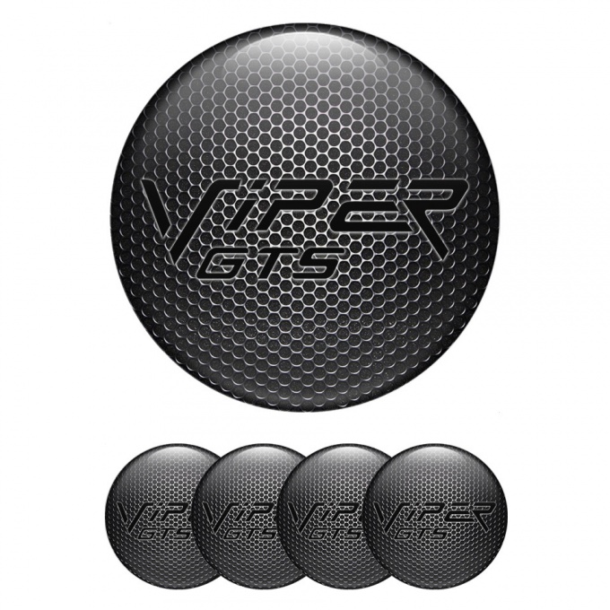 Dodge Viper Center Wheel Caps Stickers Dark Texture Black GTS Logo