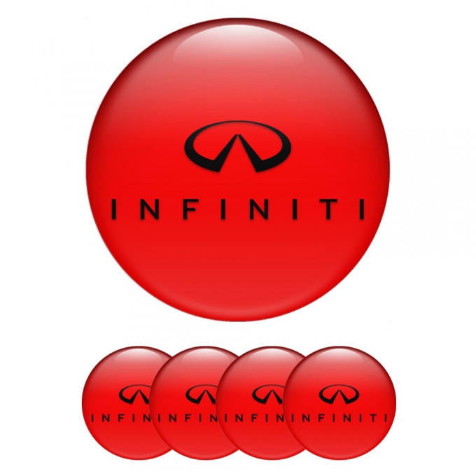 Infiniti Stickers for Center Wheel Caps Crimson Fill Black Edition