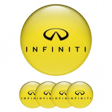 Infiniti Wheel Emblem for Center Caps Yellow Base Black Logo Design