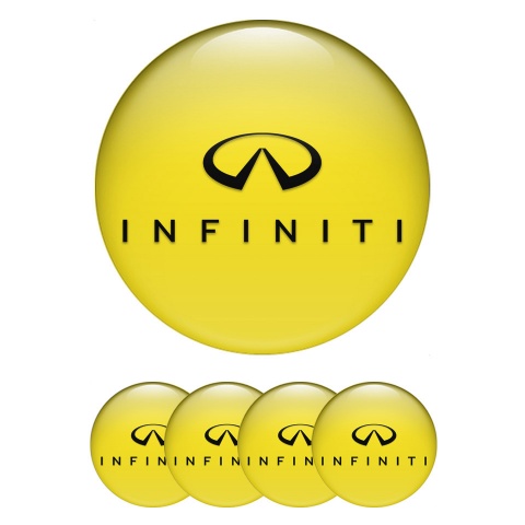 Infiniti Wheel Emblem for Center Caps Yellow Base Black Logo Design