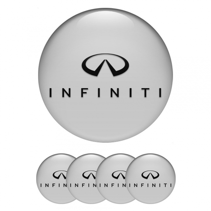 Infiniti Stickers for Wheels Center Caps Grey Base Black Logo Design