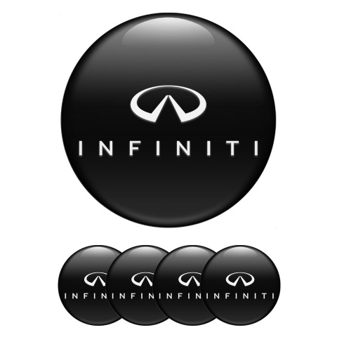Infiniti Center Wheel Caps Stickers Black Base White Logo Edition