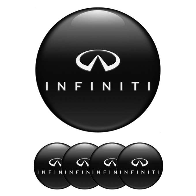 Infiniti Center Wheel Caps Stickers Black Base White Logo Edition