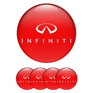 Infiniti Wheel Stickers for Center Caps Red Base White Logo Design