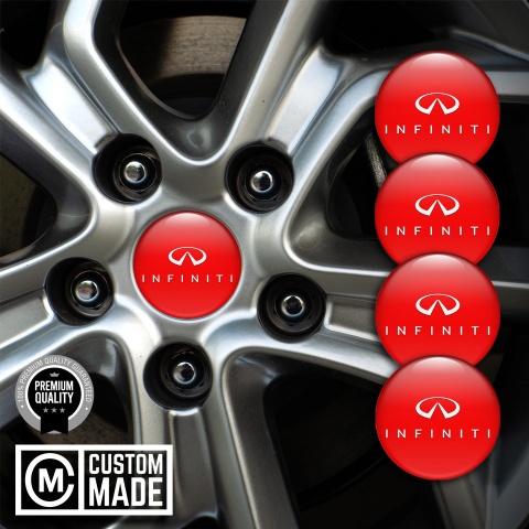 Infiniti Wheel Stickers for Center Caps Red Base White Logo Design
