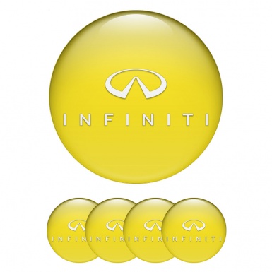 Infiniti Silicone Stickers for Center Wheel Caps Yellow Base White Logo