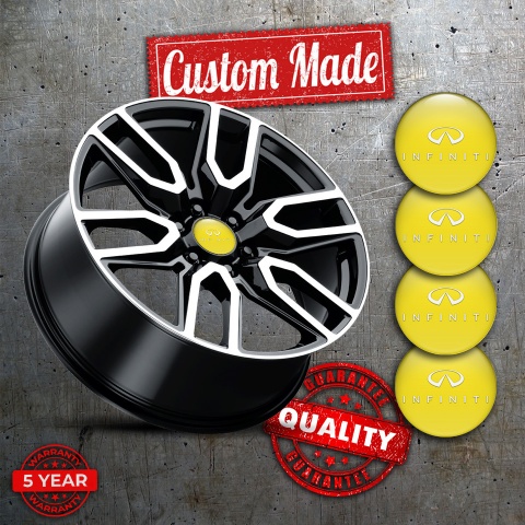 Infiniti Silicone Stickers for Center Wheel Caps Yellow Base White Logo