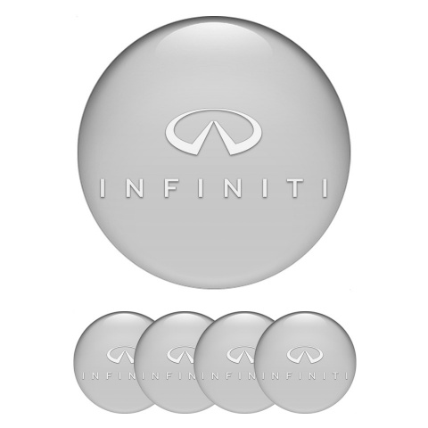 Infiniti Domed Stickers for Wheel Center Caps Grey Fill White Logo