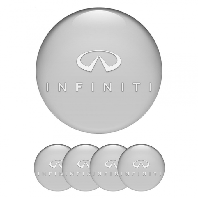 Infiniti Domed Stickers for Wheel Center Caps Grey Fill White Logo