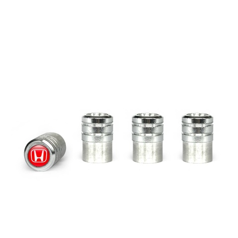 Honda Valve Caps Aluminum 4 pcs Red Silicone Sticker White Logo