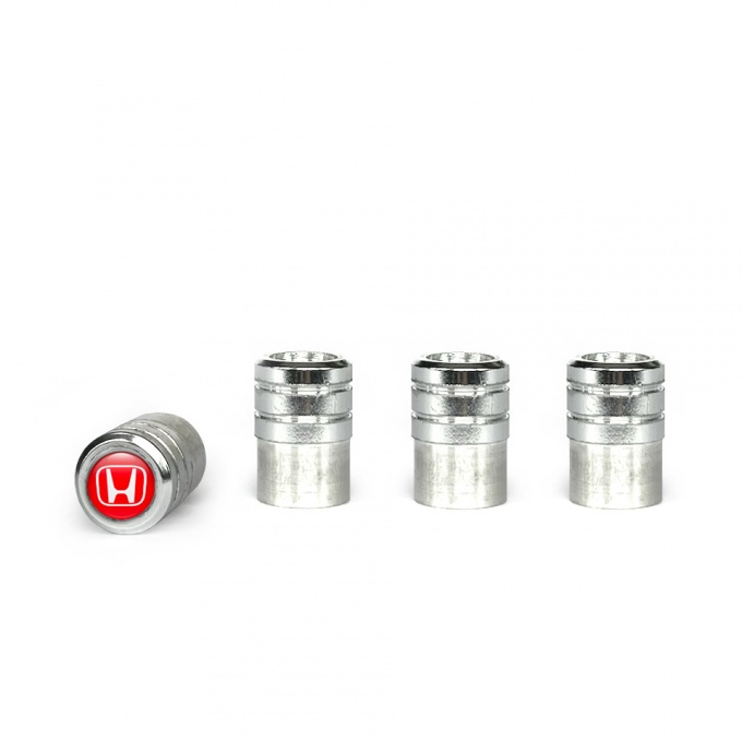 Honda Valve Caps Aluminum 4 pcs Red Silicone Sticker White Logo
