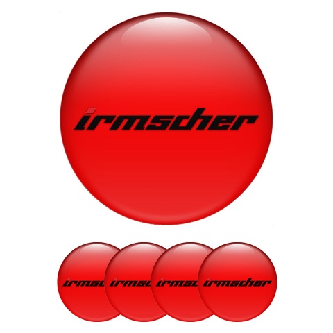 Irmscher Center Wheel Caps Stickers Red Background Dark Logo Edition