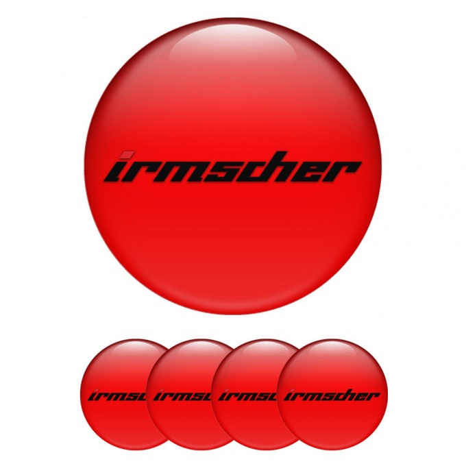 Irmscher Center Wheel Caps Stickers Red Background Dark Logo Edition