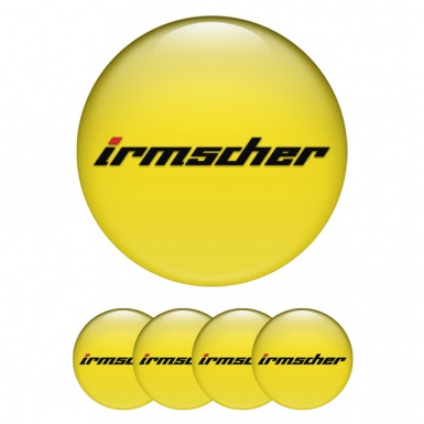 Irmscher Emblems for Center Wheel Caps Yellow Base Dark Logo Edition