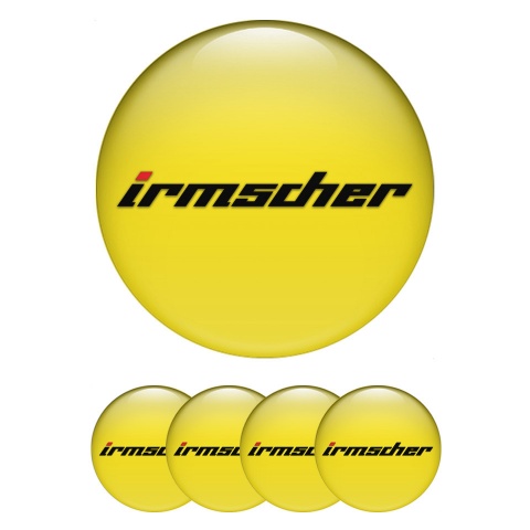 Irmscher Emblems for Center Wheel Caps Yellow Base Dark Logo Edition