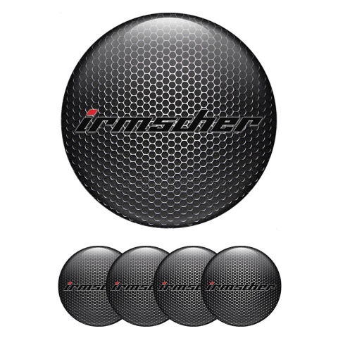 Irmscher Stickers for Center Wheel Caps Metal Mesh Dark Logo Design