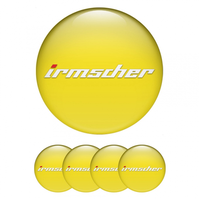 Irmscher Emblem for Center Wheel Caps Yellow Fill White Logo Variant