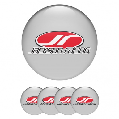 Jackson Racing Racing Wheel Emblem for Center Caps Grey Fill Crimson Logo