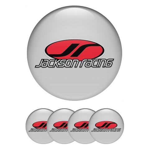 Jackson Racing Domed Stickers for Wheel Center Caps Grey Color Oval Logo