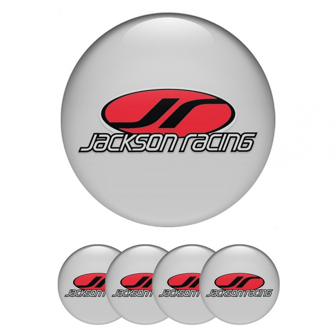 Jackson Racing Domed Stickers for Wheel Center Caps Grey Color Oval Logo