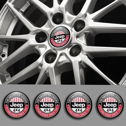 Jeep Stickers for Wheels Center Caps Black Base American Legend Edition