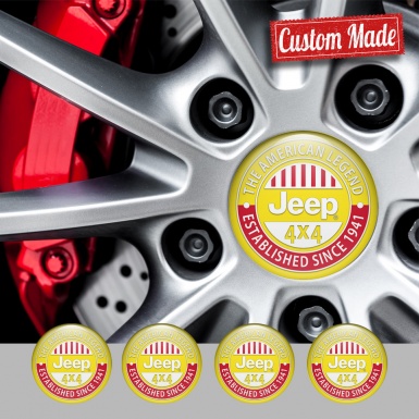 Jeep Center Wheel Caps Stickers Yellow Base American Legend Edition
