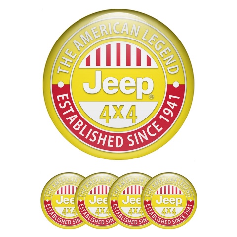 Jeep Center Wheel Caps Stickers Yellow Base American Legend Edition