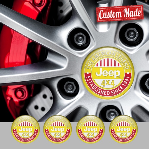 Jeep Center Wheel Caps Stickers Yellow Base American Legend Edition