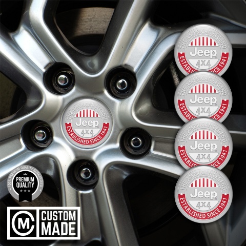 Jeep Emblems for Center Wheel Caps Grey Fill American Legend Design