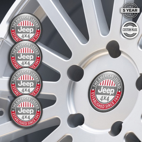 Jeep Wheel Stickers for Center Caps Carbon Color American Legend Variant