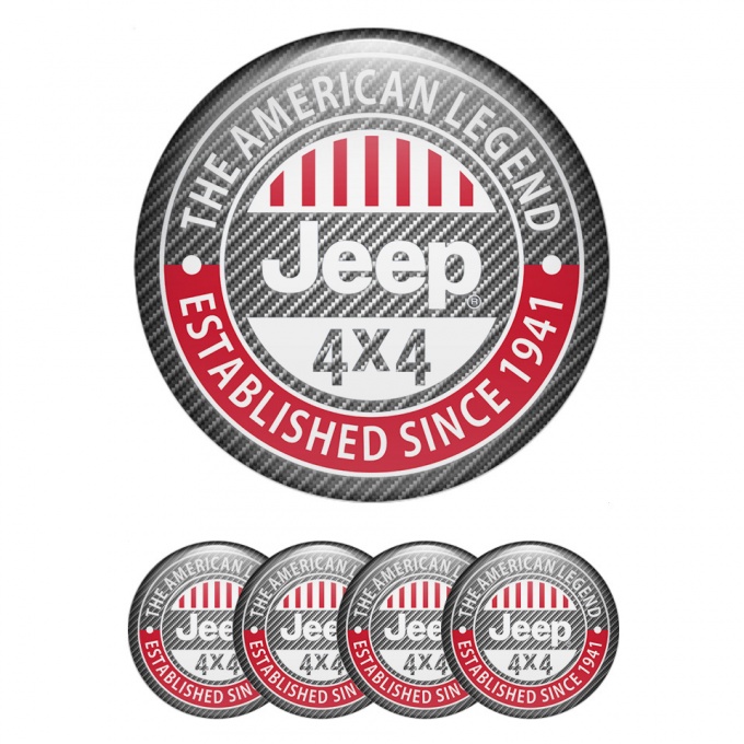 Jeep Wheel Stickers for Center Caps Carbon Color American Legend Variant