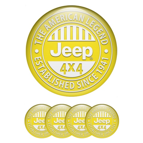 Jeep Emblem for Wheel Center Caps Yellow Background White Logo Design