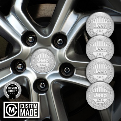 Jeep Emblem for Center Wheel Caps Grey Base White Logo Design