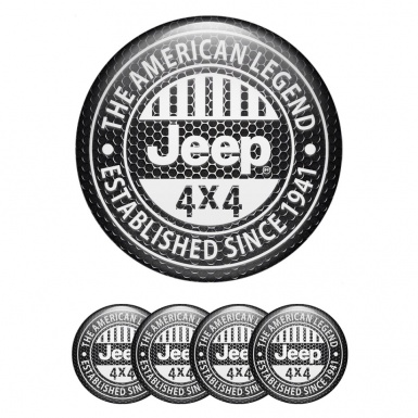 Jeep Emblems for Center Wheel Caps Dark Mesh White Logo Variant