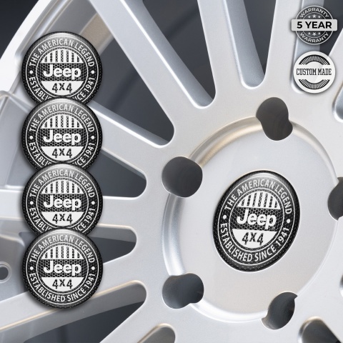 Jeep Emblems for Center Wheel Caps Dark Mesh White Logo Variant