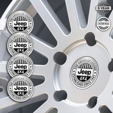 Jeep Center Caps Wheel Emblem White Background Black Logo Edition