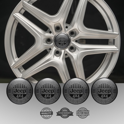 Jeep Stickers for Wheels Center Caps Metal Grate Black Logo Edition