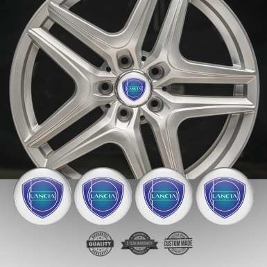 Lancia Emblem for Center Wheel Caps White Fill Sapphire Blue Logo Edition