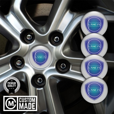 Lancia Center Caps Wheel Emblem Grey Fill Sapphire Blue Logo Design
